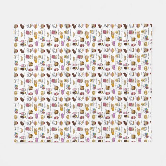 かわいいコーヒーと心地よいの食べ物のパタ図解入りの、写真付きのーン フリースブランケット (正面(横))