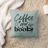 かわいいコーヒーと本を愛する人たちパーソナライズされた クッション (ブランケット)
