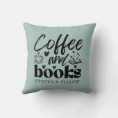 かわいいコーヒーと本を愛する人たちパーソナライズされた クッション (裏面)