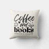 かわいいコーヒーと本を愛する人たちパーソナライズされた クッション (裏面)