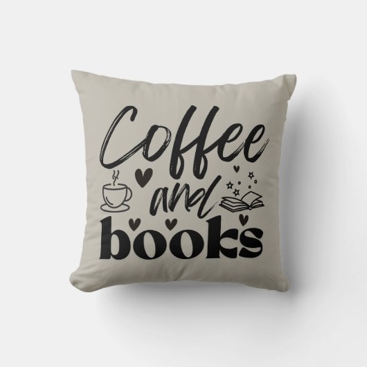 かわいいコーヒーと本好きのギフト クッション (正面)