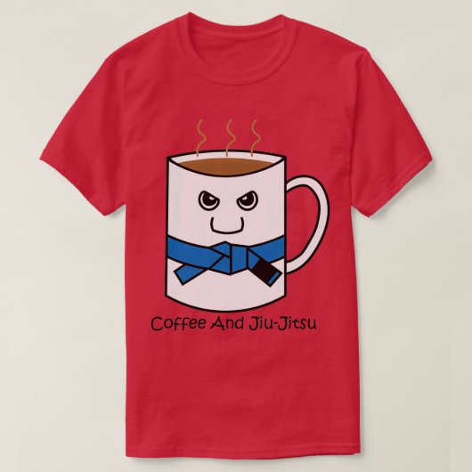 かわいいコーヒーと柔術マグブルーベルト Tシャツ (デザイン正面)
