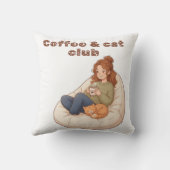 かわいいコーヒーと猫のクラブデザイン クッション (裏面)