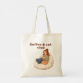 かわいいコーヒーと猫のクラブデザイン トートバッグ (裏面)