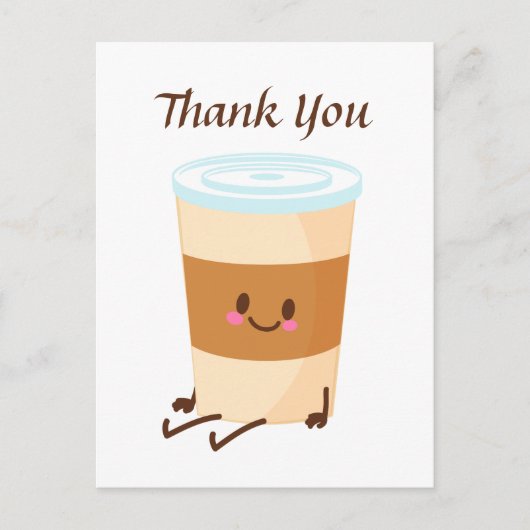 かわいいコーヒーに追加テキストありがとう ポストカード (正面)