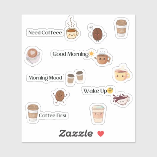 かわいいコーヒーの気分ステッカーシート シール (シート)