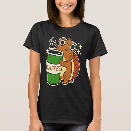 かわいいコーヒーを亀に入れる Tシャツ (正面)