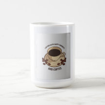 かわいいコーヒーイラスト入り陶器マグカップ