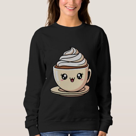 かわいいコーヒーカップのイラスト スウェットシャツ (正面)