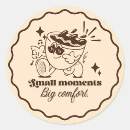 かわいいコーヒーカップのキャラクターステッカー 小さな幸せ ラウンドシール