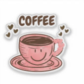 かわいいコーヒーカップステッカー シール (正面)