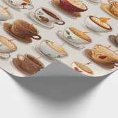 かわいいコーヒーカップパターン ラッピングペーパー (角)