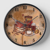 かわいいコーヒーキッチンデコーナー 壁時計 (正面)