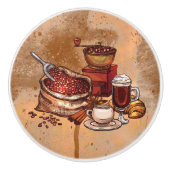 かわいいコーヒーキッチンデッキ セラミックノブ (正面)