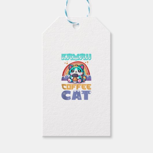 かわいいコーヒーキャットかわいいアニメスタイル ギフトタグ (正面)