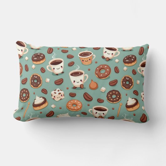 かわいいコーヒーキャラクター ランバークッション (正面)