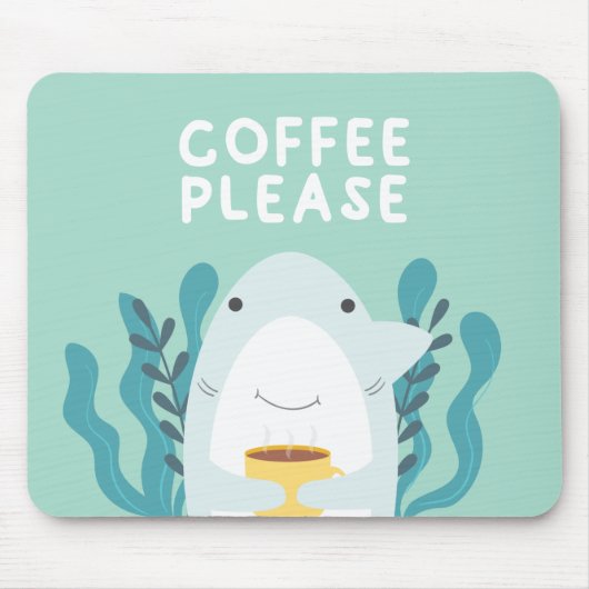 かわいいコーヒーサメ マウスパッド (正面)