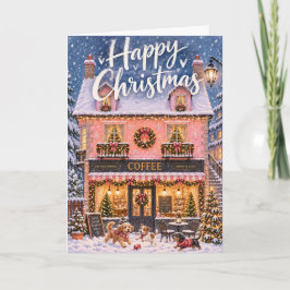 かわいいコーヒーショップのあったかクリスマスカード カード