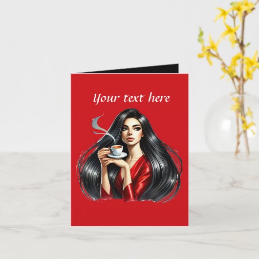 かわいいコーヒーショップのメッセージを追加 カード (黄色い花)