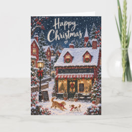 かわいいコーヒーショップの雪のクリスマスカード カード