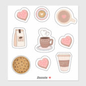 かわいいコーヒーステッカー - 愛らしいカフェイン シール (シート)