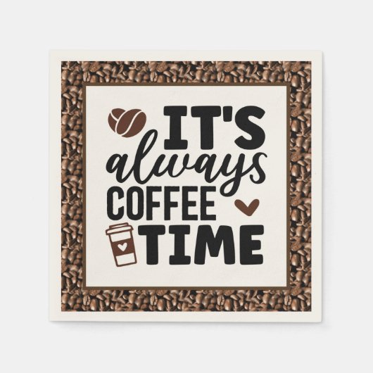 かわいいコーヒータイムワードアートパーティー スタンダードカクテルナプキン (正面)