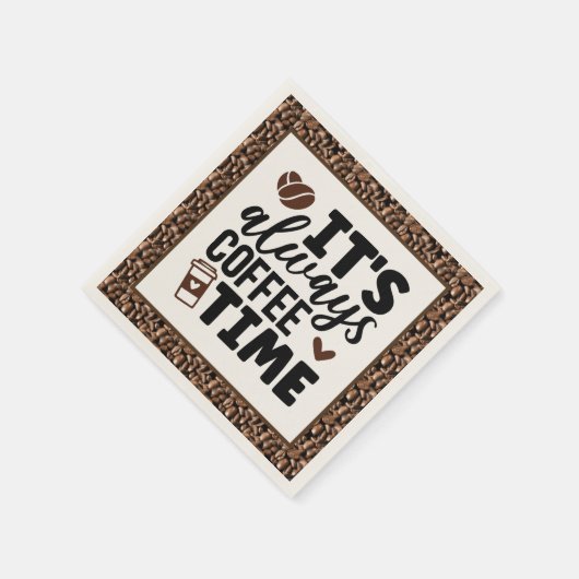 かわいいコーヒータイムワードアートパーティー スタンダードカクテルナプキン (角)