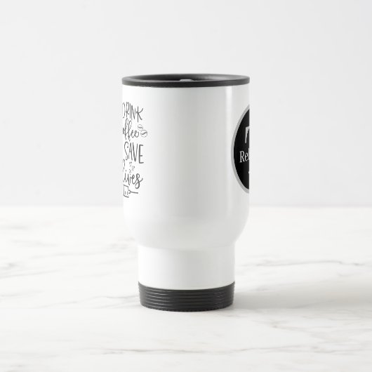 かわいいコーヒーナースワードアート追加モノグラム トラベルマグ (中央)