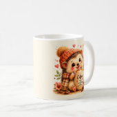 かわいいコーヒーハリネズミの水彩アート コーヒーマグカップ (正面右)