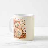 かわいいコーヒーハリネズミの水彩アート コーヒーマグカップ (正面左)