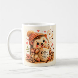 かわいいコーヒーハリネズミの水彩アート コーヒーマグカップ