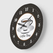 かわいいコーヒーバー時間 ラージ壁時計 (傾斜)