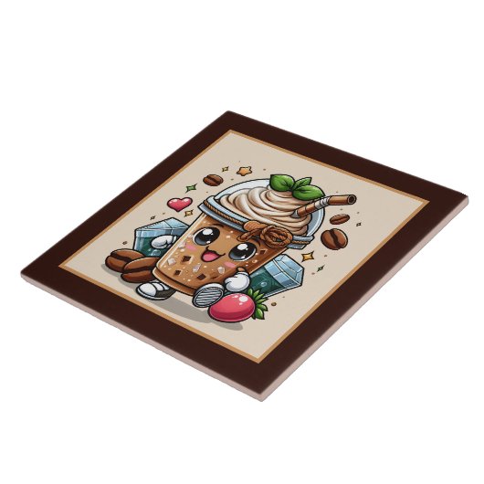 かわいいコーヒーバー、ショップまたはコーヒーをテーマにしたキッチン タイル (側面)