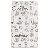 かわいいコーヒーパターン個人/ビジネスホワイト スモールペーパーバッグ (正面)