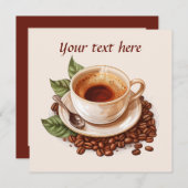 かわいいコーヒーパーティー追加文字 招待状 (正面/裏面)