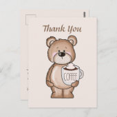 かわいいコーヒーベアに追加テキスト ありがとう ポストカード (正面/裏面)