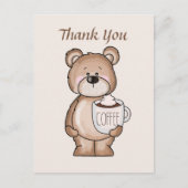 かわいいコーヒーベアに追加テキスト ありがとう ポストカード (正面)