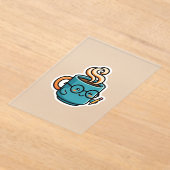 かわいいコーヒーマグのグラスシール アクリル招待状 (レイダウン)