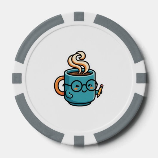 かわいいコーヒーマグのグラスシール ポーカーチップ (正面)