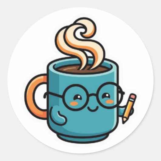 かわいいコーヒーマグのグラスシール ラウンドシール (正面)