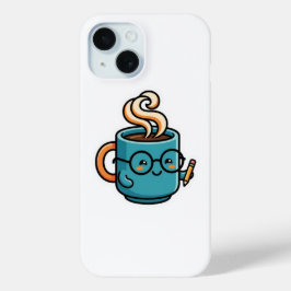 かわいいコーヒーマグのグラスシール iPhone 15ケース
