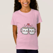 かわいいコーヒーマグの友達キッズTシャツ Tシャツ (正面)