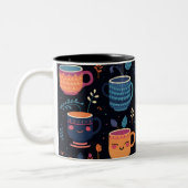 かわいいコーヒーマグの柄 笑顔 ツートーンマグカップ (左)