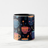 かわいいコーヒーマグの柄 笑顔 ツートーンマグカップ (中央)