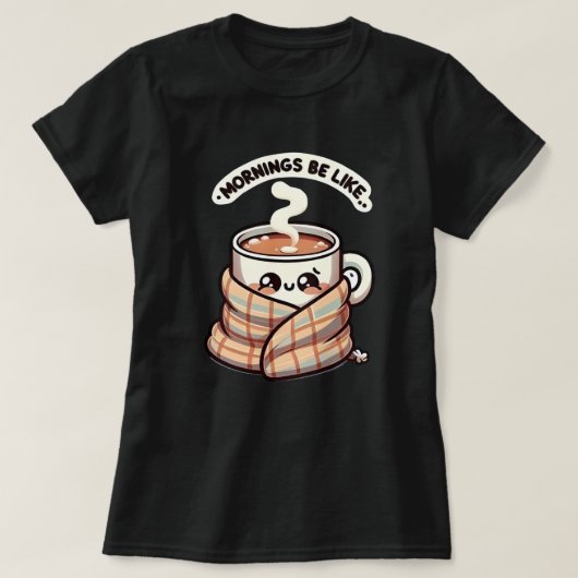 かわいいコーヒーマグデザインブラック女子Tシャツ Tシャツ (デザイン正面)
