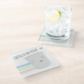 かわいいコーヒー好きのスーパーヒーローレインボー ガラスコースター (アングル)