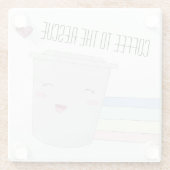 かわいいコーヒー好きのスーパーヒーローレインボー ガラスコースター (裏面)