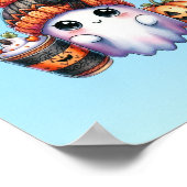 かわいいコーヒー好き幽霊ポスター子供へ誕生日 ポスター (角)