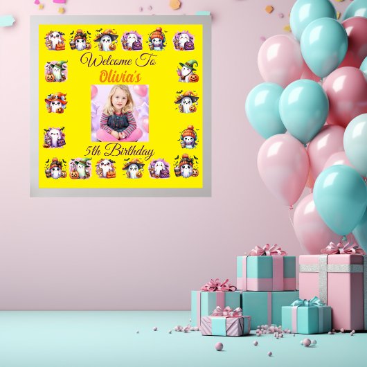 かわいいコーヒー好き幽霊ポスター子供へ誕生日 ポスター