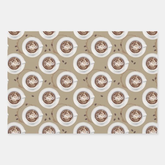 かわいいコーヒー好き | 美的コーヒーカップ ラッピングペーパーシート (正面2)